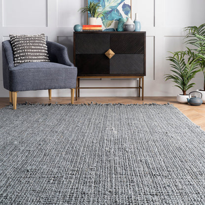 Grey Chunky Jute Tasseled Area Rug
