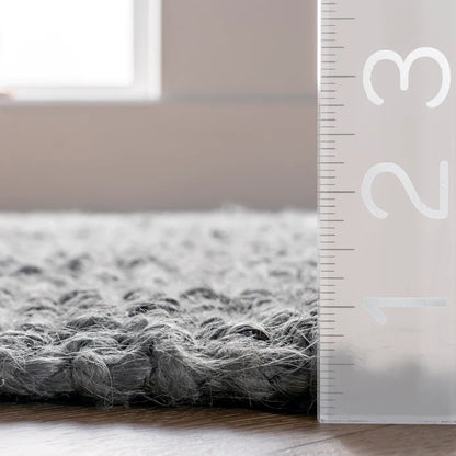 Grey Chunky Jute Tasseled Area Rug