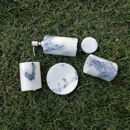 Glossy White Marble Bathroom Set