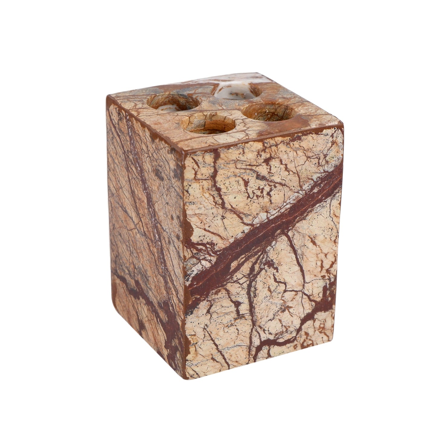 Luxurious Brown Marble Bathroom Storage Set