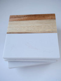 Personalized Acacia Wood and Marble Coasters